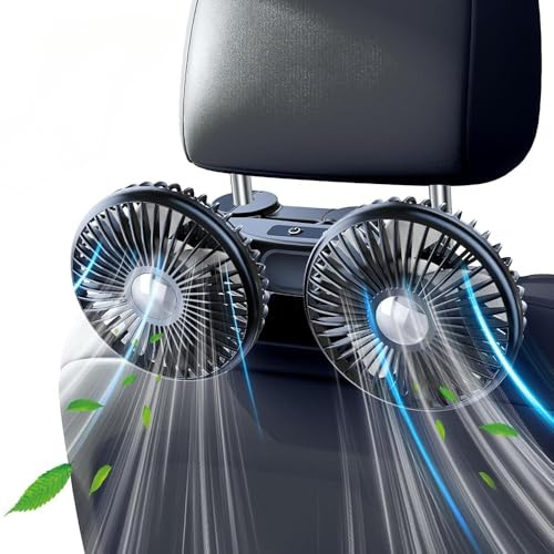 nediea Car Fan for Backseat, Dual Head USB Cooling Air Fans, Dog Crate Fan