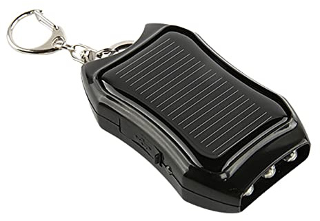 Luckywaqng Solar Charger Key Ring 1200 mAh Mobile Power Energy-Saving Mobile Phone Battery Pendant Light Living Room (Black, One Size)