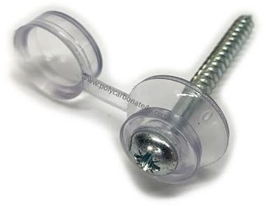 10 x Roofing Screws and Clear Caps for Corrugated Sheeting - Screws 50mm