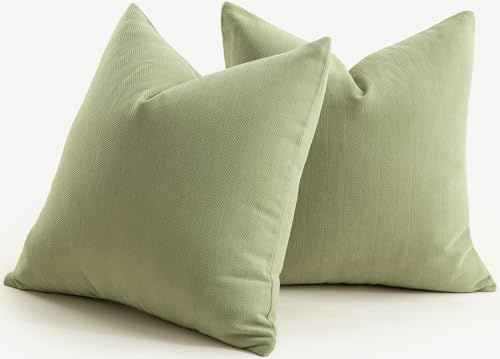 Mandioo 2er Set Kissenbezug 40x40 cm Salbei Grün Chenille Kissenbezüge weich Gemütlich langlebig modern Zierkissenbezug Dekokissen Kissenhülle für Sofa Wohnzimmer Schlafzimmer