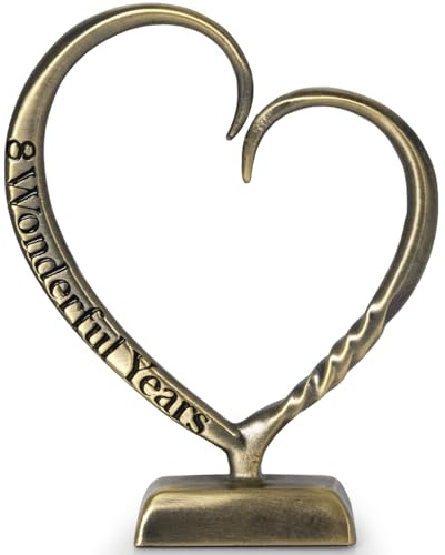 BESZONE Bronze-Geschenke zum 8. Hochzeitstag, Geschenk zum 7. Hochzeitstag für Paare, Ehefrau, Ehemann, Männer, handgeschmiedetes Bronze-Herz, Kunst, Andenken, Heimdekoration, Kunstwerk