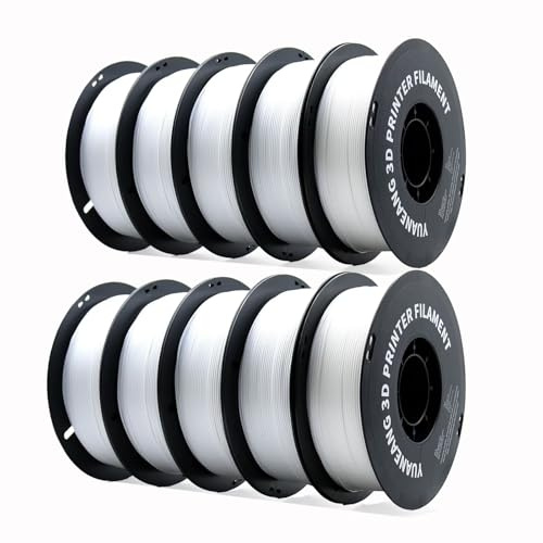 YUANEANG Filament PLA pour imprimante 3D, 10 bobines, précision dimensionnelle +/- 0,02 mm, bobine de 10 kg (22 lb), 1,75 mm, blanc