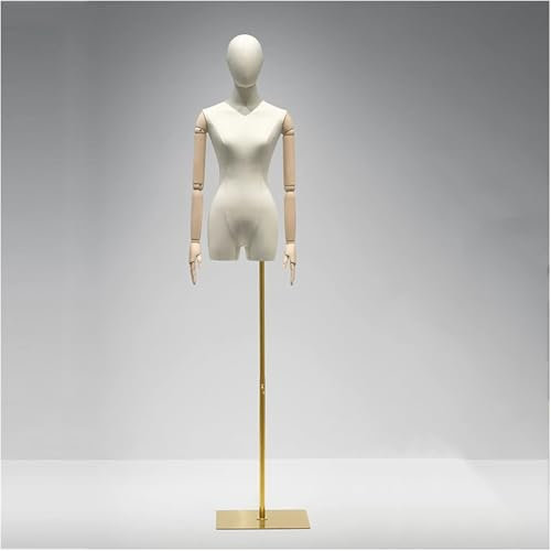 SUNMME Schneiderpuppe, weiblicher Torso, Körper, mit abnehmbaren Händen aus Holz, verstellbar, Höhe 140–210 cm, Nähständer für Bekleidungswebereien, Brautschmuck, Schwarz, Einheitsgröße (Goldgröße)