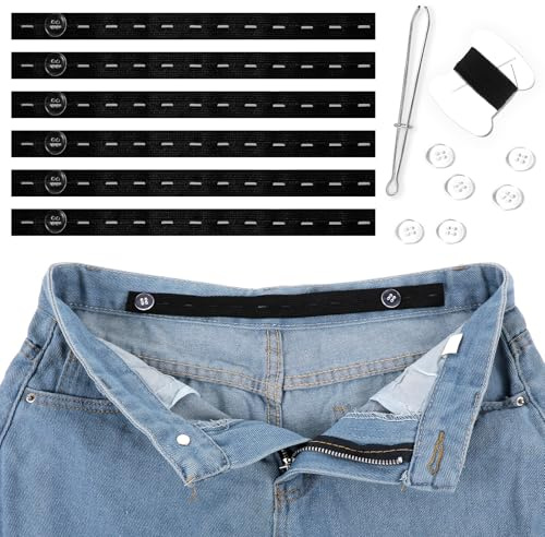 Bremorou 6 PCS Adjuster Waist Tightener for Pants Women (Black)