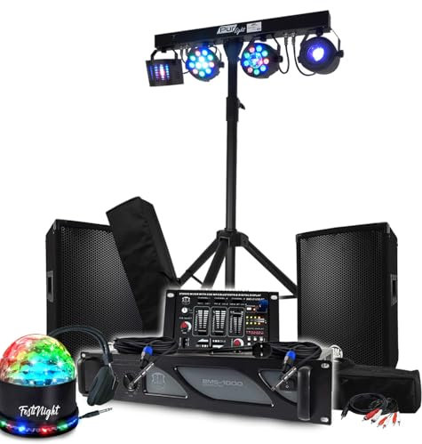 Pack Sono BM Bmsonic Verstärker, 1000 W, 2 x 300 W, Mischpult, Gestell + 48 Euphoria-LED-Lichteffekte