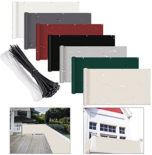 Brise-vue coupe-vent pour porche, terrasse, balcon, avec attaches de câble - Taupe - 110 x 1400 cm