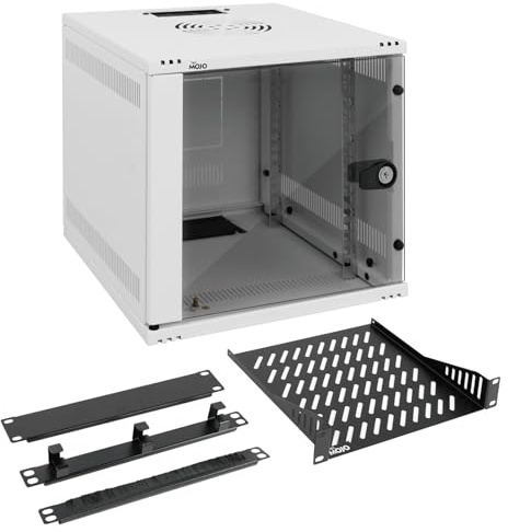 Tecmojo 6U 330mm Depth 10 inch wide server network rack, Network Cabinet with Rack Shelf, Brush Panels, Cable Organizer for Small AV/IT/Data Devices, 50kg Capacity, White