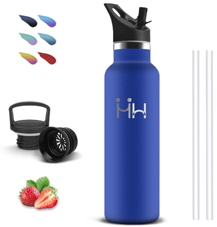 Botella Agua Acero Inoxidable, 500ml Cantimplora Infantil, sin BPA, Botella Termica, A Prueba de Fugas, Cantimplora Acero Inoxidable, Mantiene 24H Frio/12H Calor, Termo Cafe para Oficina, Escuela