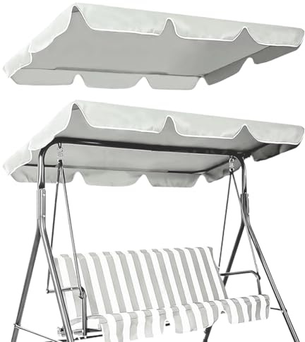 CREATCABIN Outdoor Patio Swing Chair Canopy Replacement 3 Seater Porch Swing Seat Canopy Top Cover 210D Oxford Cloth Waterproof UV Protection for Garden Hammock Top Furniture Covers Beige 77 x 49in