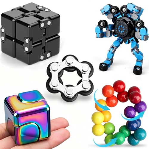 Fidget Spinner Pad Controller Infinity Cube Roller Chain Toy Pack für Erwachsene, Magnetstein Ball Metall Hand Spinner Spielzeug Cool EDC Gadgets Stressabbau Geburtstagsgeschenk Partyfavor