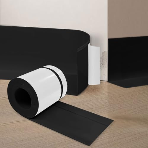 YushengTai Plinthe Souple Autoadhésive, Epreuve de L'eau, PVC Plinthe Adhesive 70 mm x 20 mm x 12 m, Facile à Installer, Convient pour la Cuisine et la Salle de Bain (Noir)
