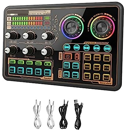 Agwuoetr Interfaccia Audio Scheda Audio Live Nera per Microfono PC, Mixer Audio per Karaoke, Giochi