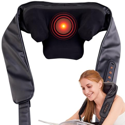 ETBOBDE Neck Massager with Heat Cordless Electric Shiatsu Neck and Shoulder Massager for Pain Relief Deep Tissue Lower Back Massage, Chair Office Home Car Gift