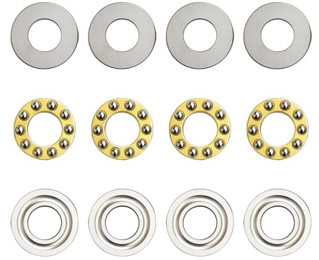4x Kugellager 8x22x7 aus Stahl, präzises F8-22M Druckkugellager Set | Zweiseitiges Axiallager mit Unterlegscheiben, zerlegbares Mini-Lager für Modellbau, Motoren & präzise Maschinen