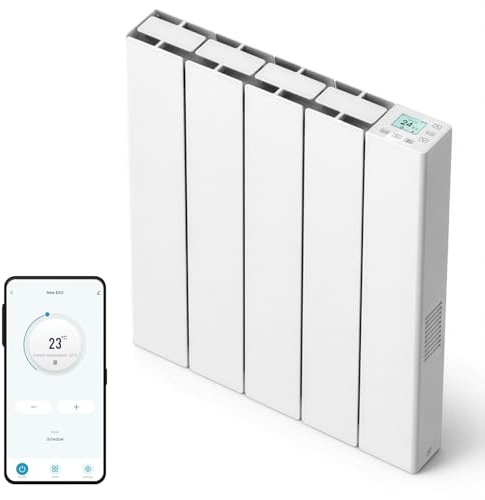 SolAire Exo Ceramic Core Electric Radiator, Aluminium WiFi Smart Radiator, Wall Mounted, Digital Thermostat, Timer & Voice Control, White (1000W)