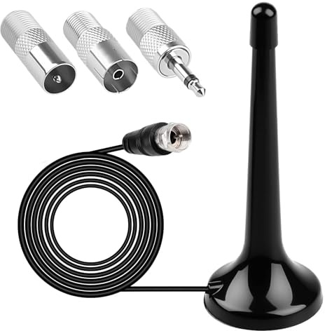 FM DAB radioantenn med magnetisk fot 3 ris förlängningskabel, Dab antenn, rumsantenn 75 ohm, FM FM-radioantenn för AV-mottagare stereoförstärkare hemmabiosystem HiFi-mottagare