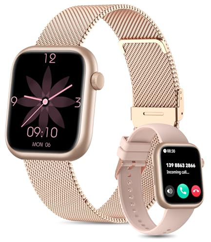 SLOKSFil Smartwatch Damen mit Telefonfunktion, 1.85 HD Fitnessuhr mit 24/7 Pulsuhr, Schlafmonitor, SpO2, KI-Zifferblatt/KI Q&A, 110+ Sportmodi, Schrittzähler Uhr für Android iPhone (Roségold)