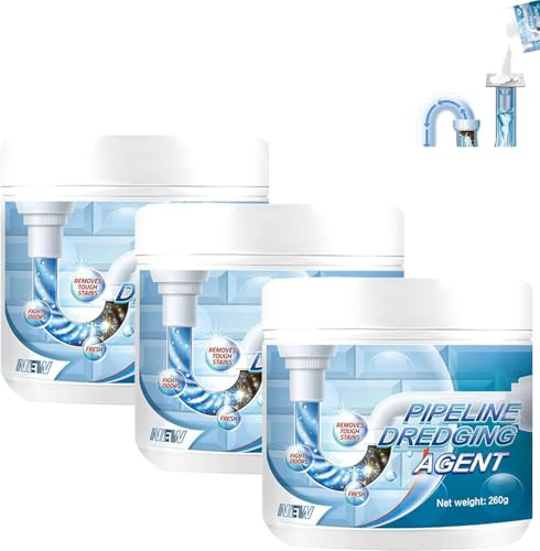 260g Rohrreiniger Extrem Stark,Leistungsstarker Abflussreiniger,für Küche & Bad, Toilette,Hochwirksamer Rohrreiniger Mit Aktivschaum,WC Reiniger Schaum,Schnelle Reinigung,Sink Drain Cleaner(3Pcs)