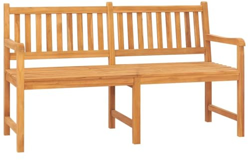 KKgypkn Panca da giardino con tavolo in legno di teak, 3 posti, 150 cm, con tavolo integrato in legno massello