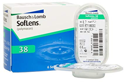 Bausch + Lomb SofLens 38 Monatslinsen, sphärische Kontaktlinsen, weich, 6 Stück BC 8.7 mm / DIA 14 / -4.25 Dioptrien