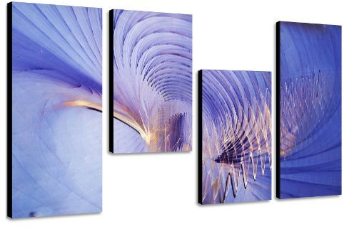 Augenblicke Wandbilder Die Farbe LILA - 130x70cm 4 teiliges Keilrahmenbild Kunstdruck blau violett (30x70+30x50+30x50+30x70cm) abstraktes Wandbild mehrteilig Gemälde-Stil handgemalte Optik Vintage