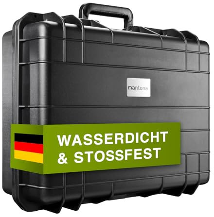 Mantona Outdoor Fotokoffer L - Wasserdichter Kamerakoffer 31L, staubdicht & stoßfest, großer Schutzkoffer inkl. Schaumstoffeinlagen, ideal für Kameras, Objektive & Zubehör (48.5x35.5x18cm)