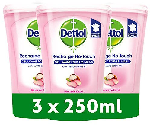 Dettol - No Touch recharge Eau de Rose & Beurre de Karité Flacon de 250 ml - 3x250ml