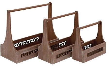 Deco 79 55321 Holzkorb aus Metall, Größe S/3, 27,9 cm, 35,6 cm, 43,2 cm, 11/14/17 H