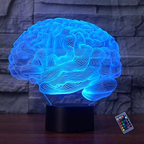 YTDZLTD Creativo 3D Cervello Luce Notturna 16 Colori Mutevoli Telecomando USB Potere Toccare Cambiare Illusione Ottica Lampada Arredamento LED Lampada da Tavolo Bambini Brithday Natale Regalo