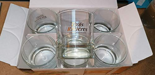 LOT DE 6 VERRES RHUM TROIS RIVIERES/ECRITURE OR / 20 CL NEUF - TRES JOLI