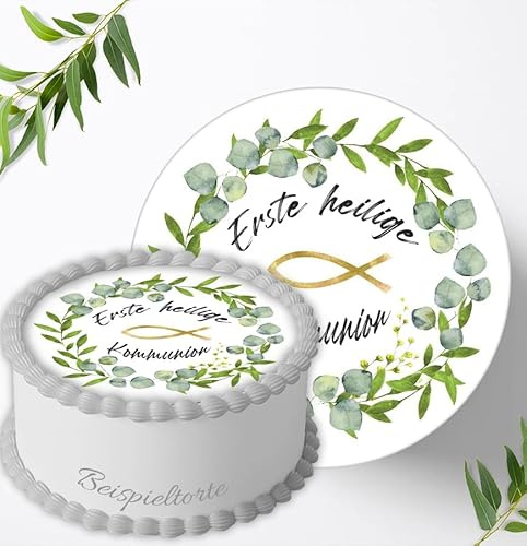 Zur Kommunion für deine Torten, Zuckerbild, Essbares Foto für Torten, Fondant, Tortenaufleger Ø 20cm, 0170c