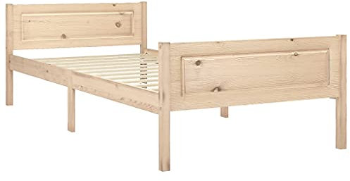 vidaXL Kiefernholz Massivholzbett Bettgestell Holzbett Futonbett Bett Einzelbett Bettrahmen mit Lattenrost Schlafzimmerbett 100x200cm