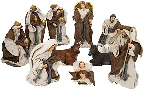 Mazzeo Natività in Resina 11 Pezzi Altezza 20 cm con Sacra Famiglia
