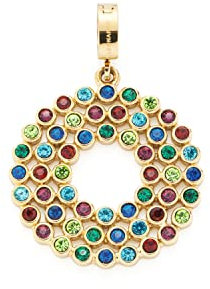 JEWELS BY LEONARDO Jewels Clip&Mix Amanda Anhänger aus Edelstahl, runder goldfarbener Ketten-Anhänger mit Glaskristallen blau grün rot, Damenschmuck, 021789