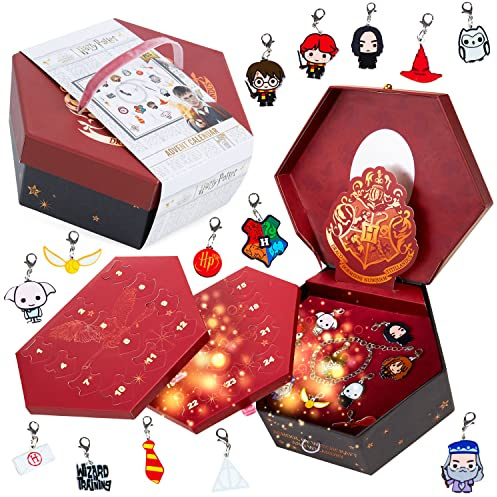 Harry Potter Schmuck Adventskalender 2026 Mädchen, 24 Überraschungen | Weihnachtskalender für Teenager Kinder mit Armband und Charms, Hogwarts Chibi Charaktere, Geschenke für Kinder