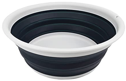 SAMMART Vasca pieghevole da 7,5 l – Vasca da bagno pieghevole – Lavabo portatile – Vasca da bagno in plastica salvaspazio (grigio/grigio ardesia, 1)