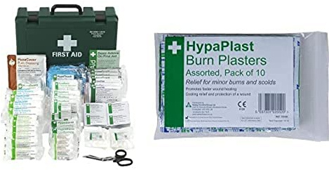 Economy Catering First Aid Kits, Large with HypaPlast Burn Plasters, Pack of 10 (Assorted)