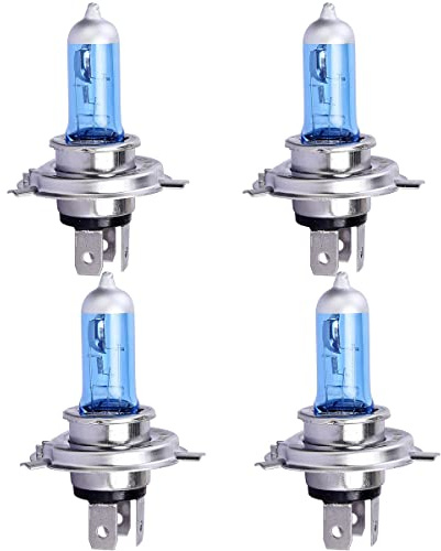 JUTTAUTO 4Pcs H4 100W 6000K Halogen Headlight Bulbs 12V White Xenon Light Super Bright Low Beam led Light Car Accessories