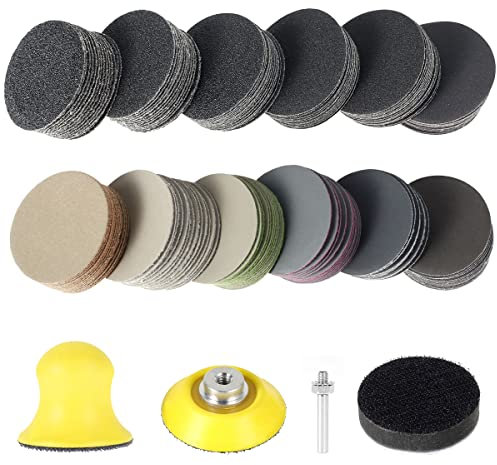 184 pcs Dischi Abrasivi Rotondi, Asciutti, Bagnati 50mm, Grana 60-10000 per Levigatrice Orbitale per Lucidatura di Metallo, Legno, Vetro, Auto