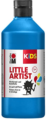 Marabu KiDS Little Artist 500 ml, Blau, Künstlermal- und Bastelfarbe für Kinder ab 3 Jahren, Kindermalfarbe auf Wasserbasis, auswaschbar, Made in Germany, vegan, glutenfrei, 03050075253