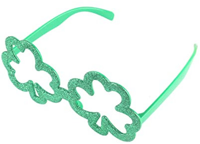 ABOOFAN Kleeblattbrille Mit Glitzer-Effekt Grünem Rahmen in Kleeblattform Für St Patricks Day Party Veranstaltung Oder Parade Accessoire Für Kleeblattkostüm Für Erwachsene Und Junge Mädche
