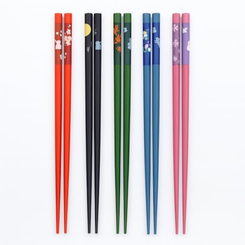 JapanBargain 3644, Bamboo Chopsticks Reusable Japanese Chinese Korean Chopsticks Set Wood Chop Sticks Hair Sticks 5 Pair Gift Set Dishwasher Safe, 9 inch, 2 Packs