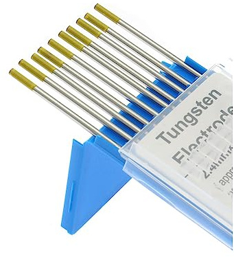 10 elettrodi di tungsteno per saldatura, 2,4 x 150 mm, asta per elettrodi per saldatura Tig, tungsteno lanthanated WL15, punta in oro 1,5% per lega, alluminio, metallo