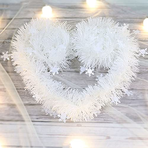 Wambere 3 Stück 2m Weiß Weihnachtsgirlande Schneeflocken Lamettagirlande Winter Girlande Weihnachten Dekogirland Weihnachtskranz Weihnachtsbaum Fenster Türen Kamine Treppen Wand Dekoration,