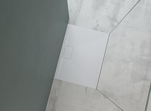 Mai & Mai Duschtasse Duschwanne aus Mineralguss BxTxH: 70x90x3 cm Mineralgusswanne in Weiß DIN-Anschlüsse inkl. Ablaufgarnitur Geoma07