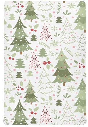 Cartoon Christmas Tree Crib Sheets for Boys Girls Pack N Play Sheet Soft Breathable Mini Crib Sheets 39 x 27