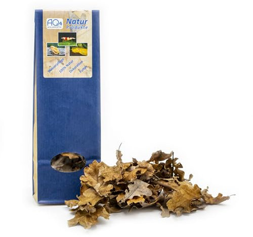 AQ4Aquaristik Eichenlaub - 30 Eichenblätter - getrocknet - Dekoration, Futter, Wasserpflege fürs Aquarium, Naturprodukt