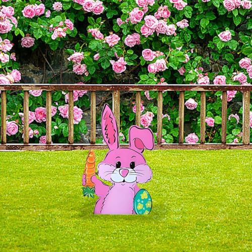 Hasendeko Ostern Gartenstecker Osterhase Osterdeko Acryl Hase Gartendeko Ostern Frühling Stecker Gartendeko Kaninchen Figuren Outdoor Osterdeko Ostern Gartenfigur Gartenstecker für (Pink, One Size)