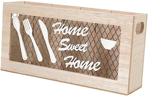 ABOOFAN Porte-Couverts De Cuisine Organisateur Argenterie Bois Support De Rangement pour Ustensiles avec Compartiments Ajustables Design Rustique Élégant