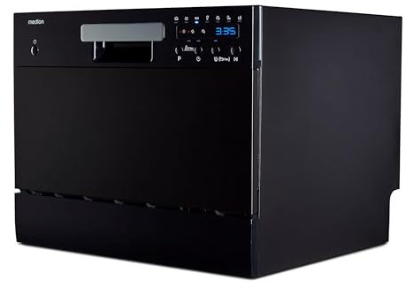 MEDION Lave-vaisselle de table DWT 60 (capacité 6 couverts, 7 programmes, affichage LED, 47 dB, MD37496), noir